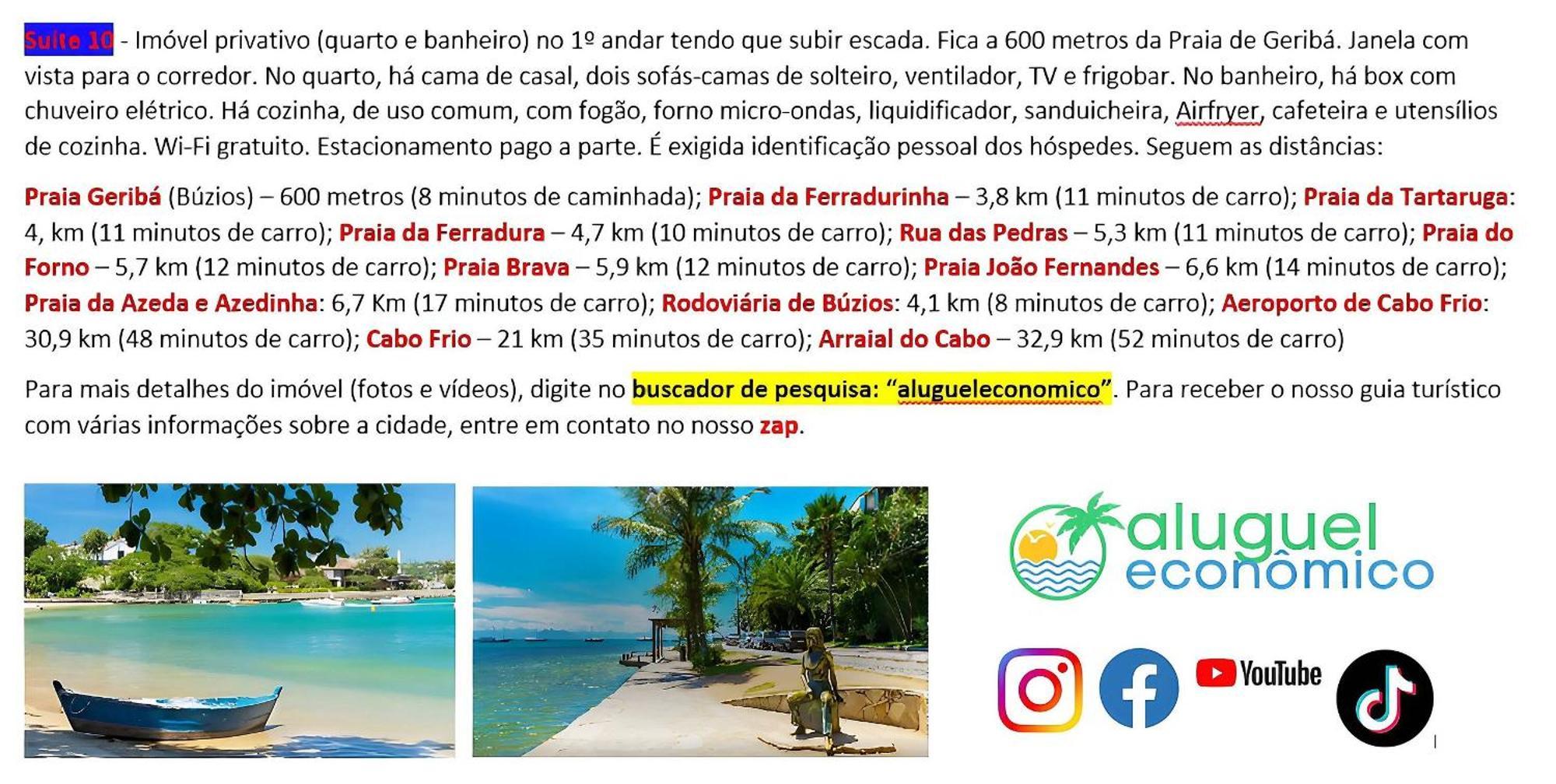 Buzios - Geriba - Suites - Aluguel Economico Eksteriør billede
