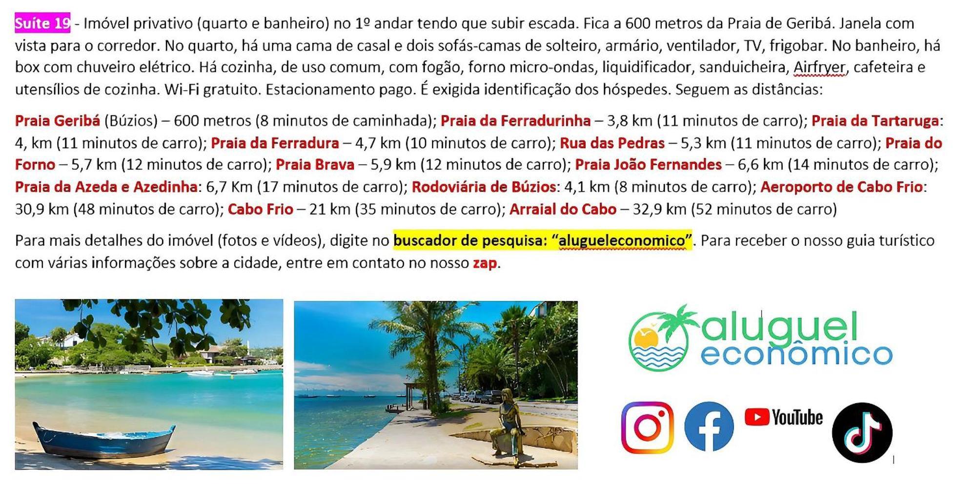 Buzios - Geriba - Suites - Aluguel Economico Eksteriør billede