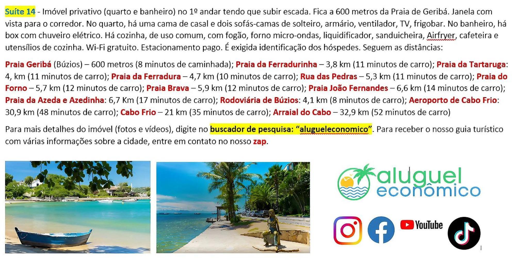 Buzios - Geriba - Suites - Aluguel Economico Eksteriør billede