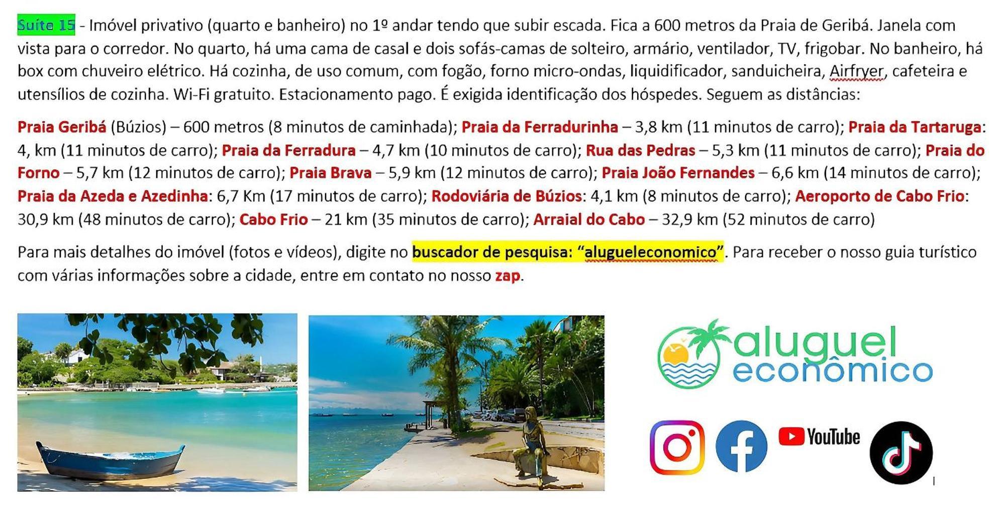 Buzios - Geriba - Suites - Aluguel Economico Eksteriør billede