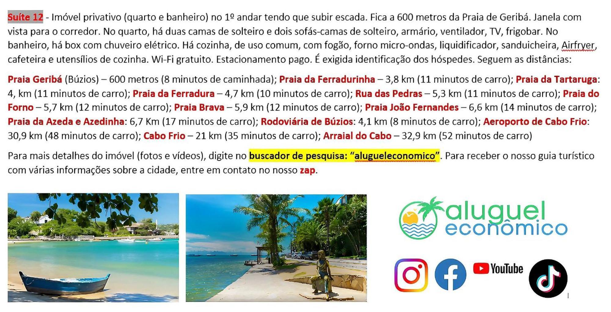 Buzios - Geriba - Suites - Aluguel Economico Eksteriør billede