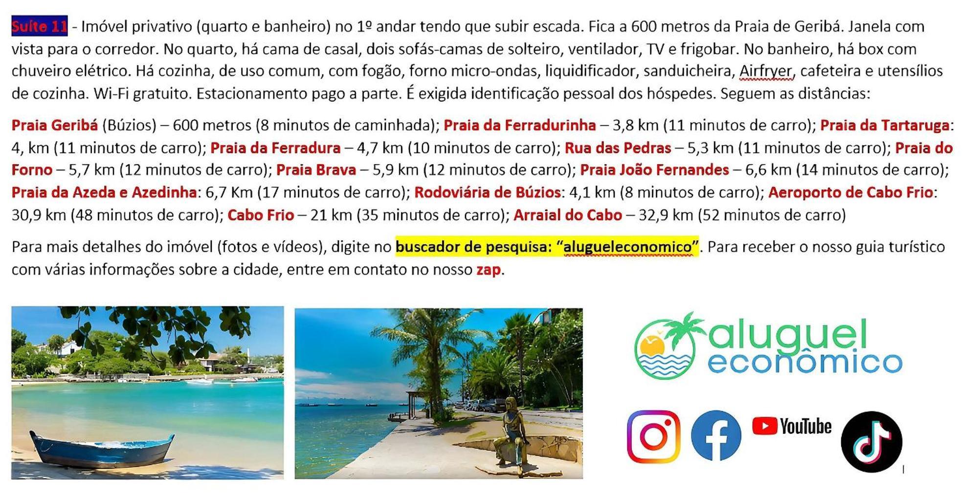 Buzios - Geriba - Suites - Aluguel Economico Eksteriør billede