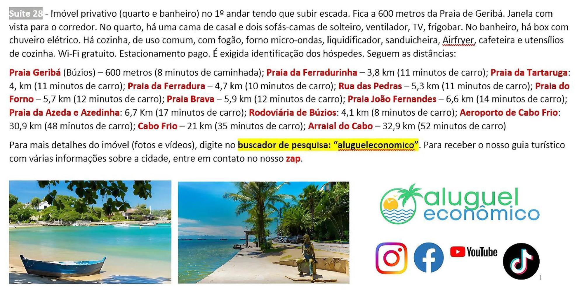 Buzios - Geriba - Suites - Aluguel Economico Eksteriør billede