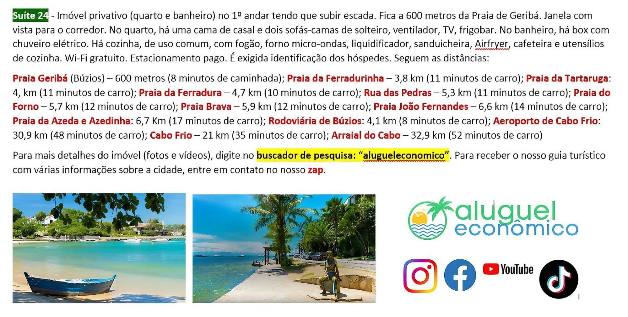 Buzios - Geriba - Suites - Aluguel Economico Eksteriør billede