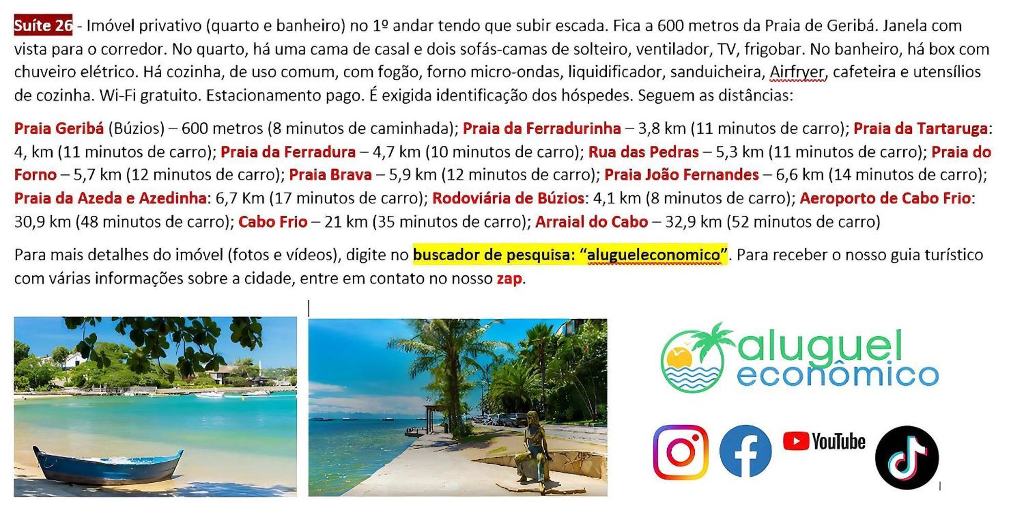 Buzios - Geriba - Suites - Aluguel Economico Eksteriør billede