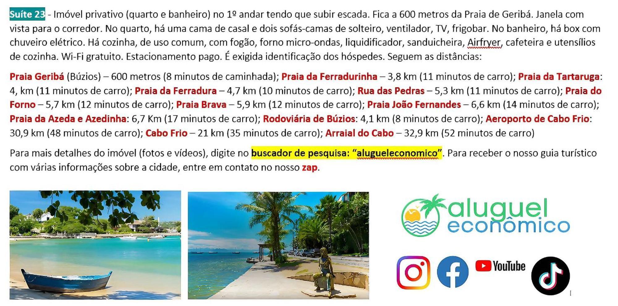 Buzios - Geriba - Suites - Aluguel Economico Eksteriør billede