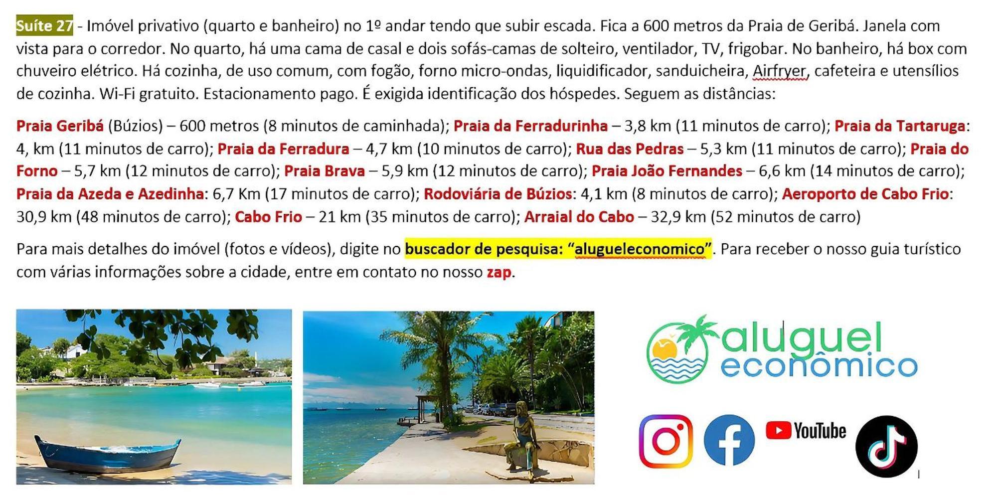 Buzios - Geriba - Suites - Aluguel Economico Eksteriør billede
