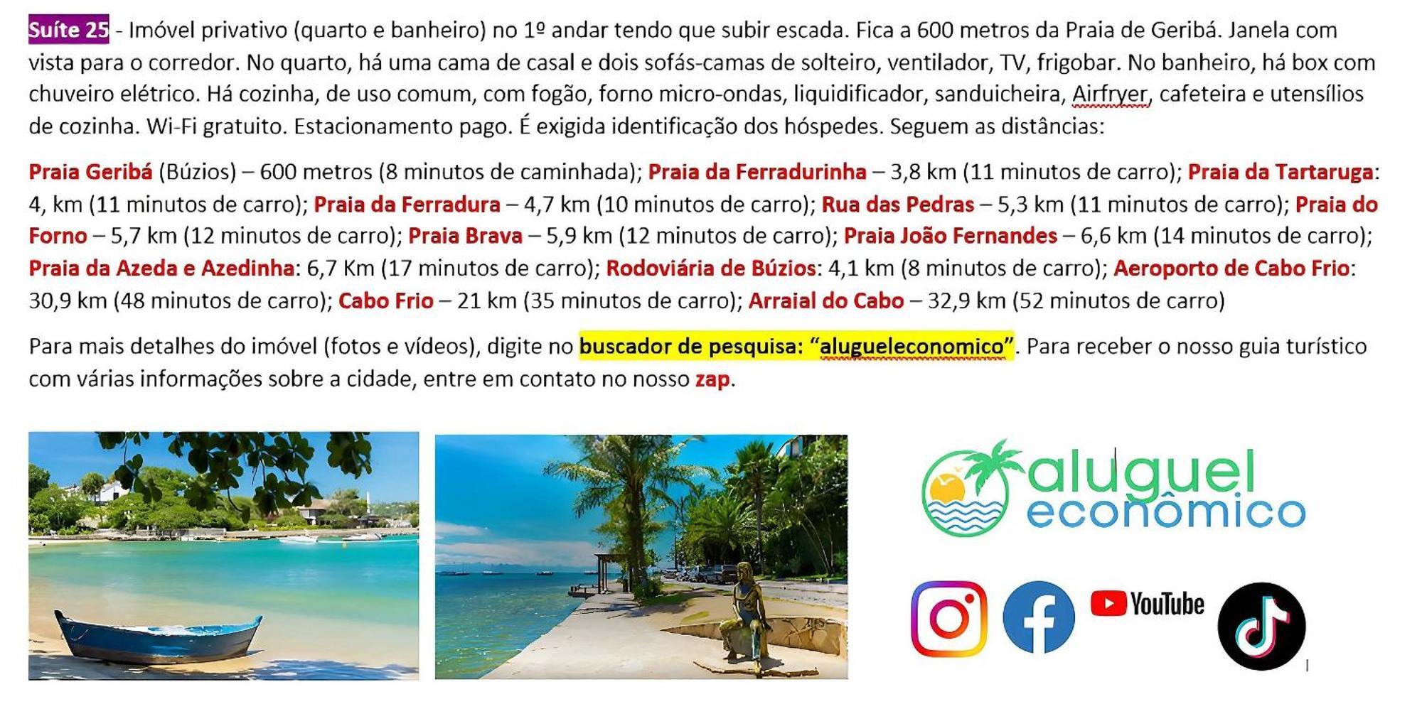 Buzios - Geriba - Suites - Aluguel Economico Eksteriør billede