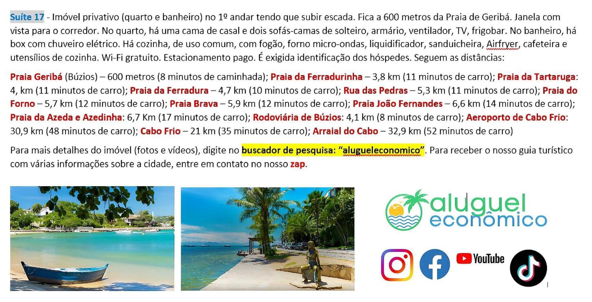 Buzios - Geriba - Suites - Aluguel Economico Eksteriør billede