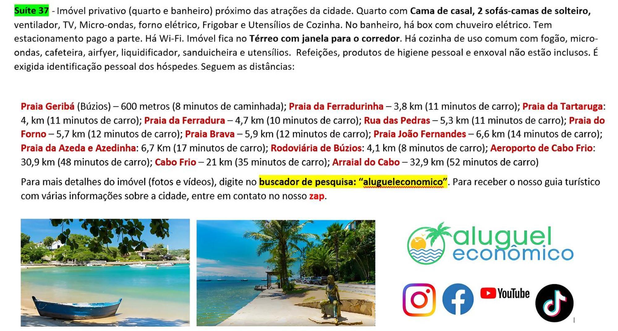 Buzios - Geriba - Suites - Aluguel Economico Eksteriør billede