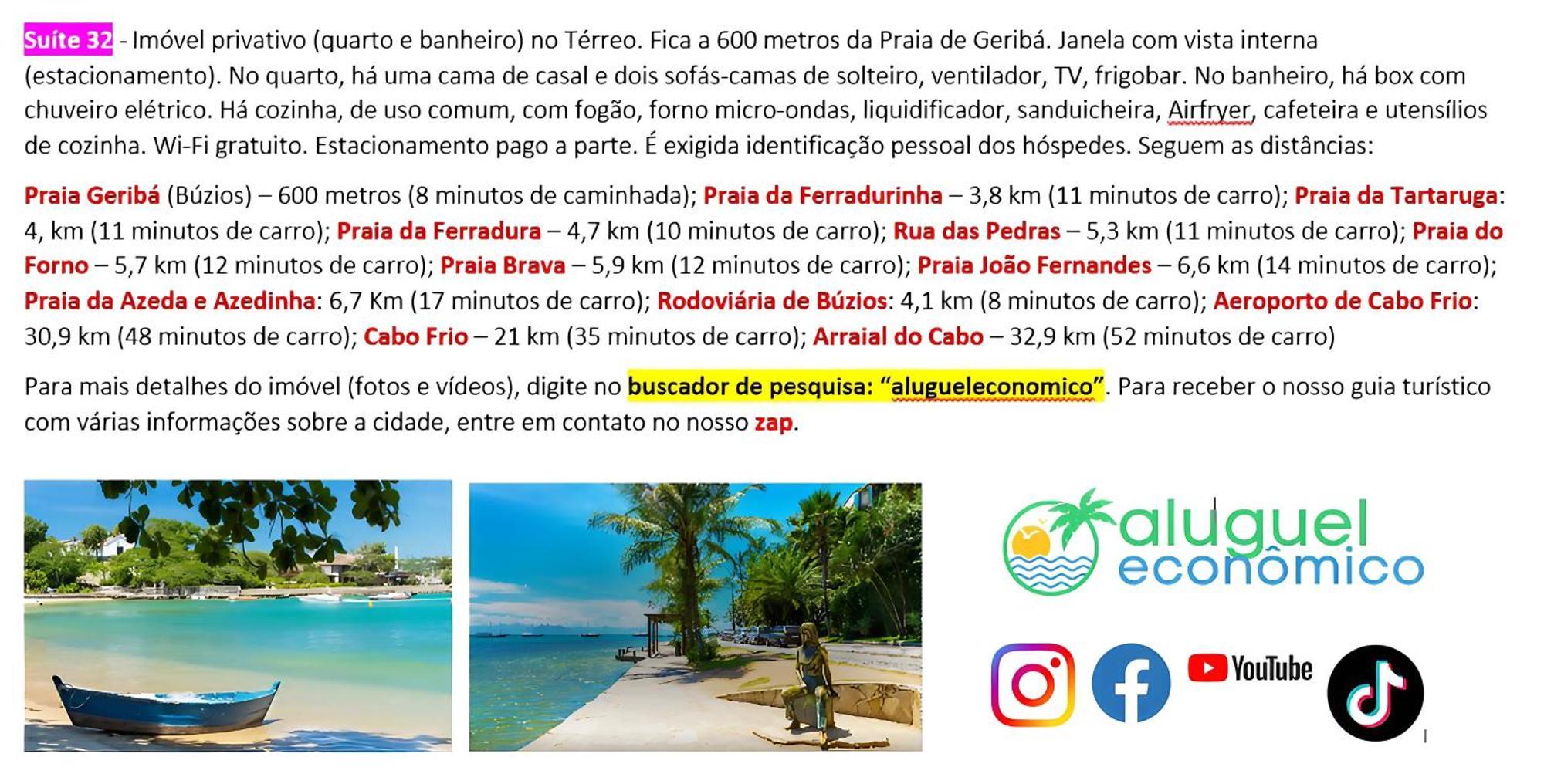 Buzios - Geriba - Suites - Aluguel Economico Eksteriør billede