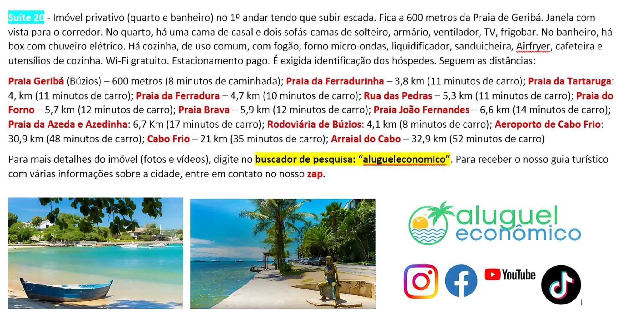Buzios - Geriba - Suites - Aluguel Economico Eksteriør billede