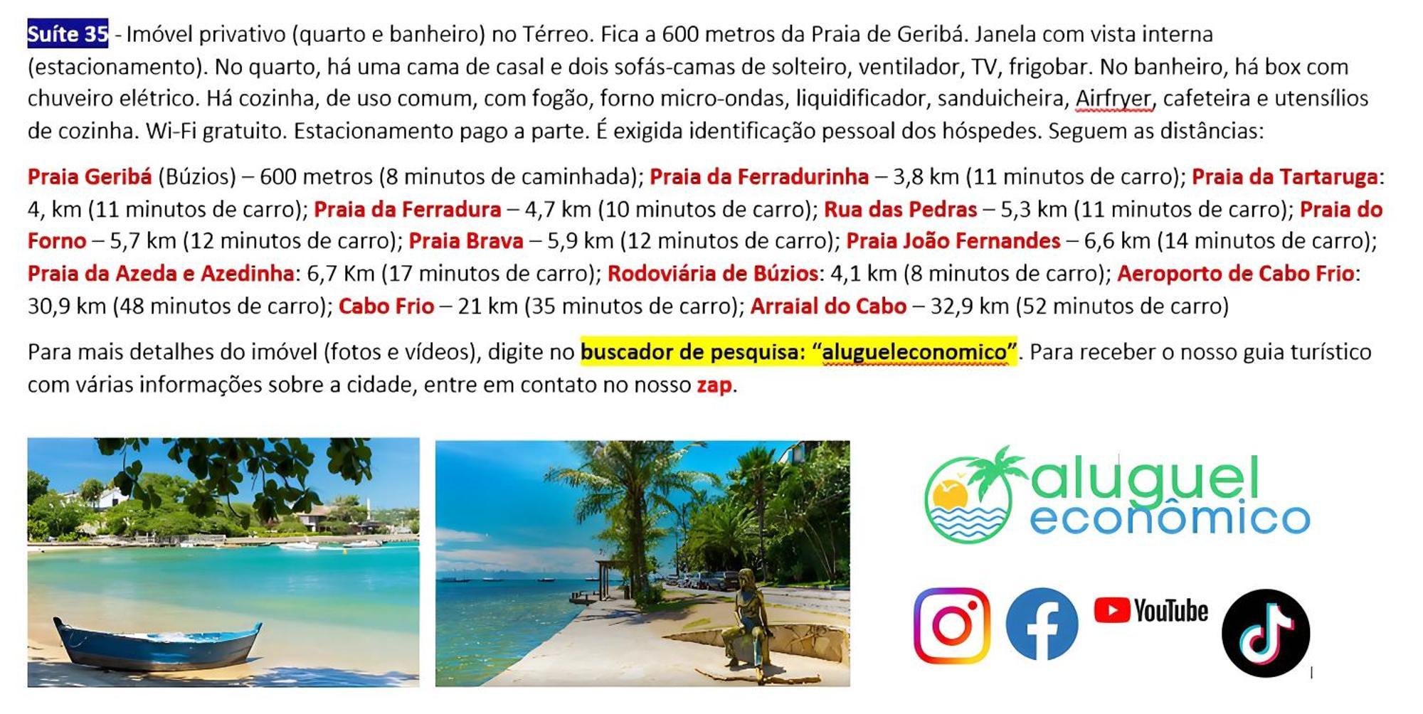 Buzios - Geriba - Suites - Aluguel Economico Eksteriør billede